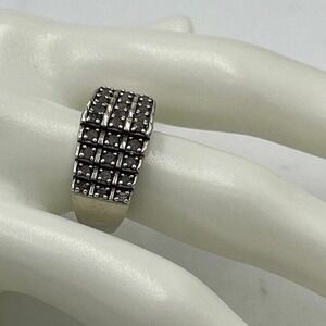 JWBR Sterling Silver & Diamond Tiered Cocktail Anniversary Open Back Ring Sz 8.5